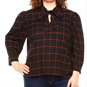 a.n.a. plus women's adaptive tie neck blouse